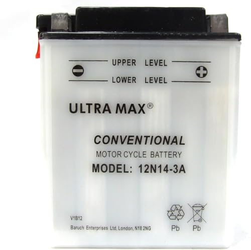 UltraMax 12N14-3A, 12V 14AH 128 CCA Motorbike Motorcycle Battery