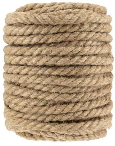 HAKZEON Corda di iuta naturale intrecciata da 12 mm, 50 m, corda di canapa Manila, per giardinaggio, campeggio, decorazione, impacchettamento