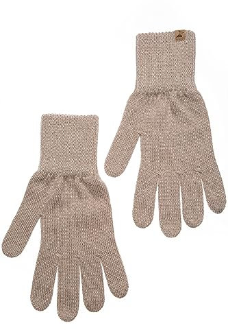 KNITAS Gestrickte Fingerhandschuhe aus Merino Wolle für Damen Herren Jugend I Warme Winterhandschuhe I Bequeme Weiche Unisex Handschuhe in der Farbe Beige - Größe 9