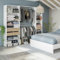 HABITMOBEL Armario Dormitorio Organizador Abierto con 3 cajones 6 estantes y 2 Barras de Colgar en 2 columnas