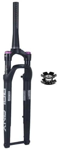 LHHL Road Bike Suspension Forks 700C 1-1/2 Disc Brake Air Fork Thru Axle 12x100mm Manual Lockout 40mm Travel Tapered Tube XC Front Fork (Color : Black-white, Size : 700C)