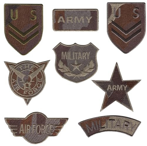 Catch the Patch Army Militär Set 8 Stück - (Größe: verschiedene Größen) – Kultige Aufnäher zum Aufbügeln & Aufnähen – Für Jacken, Rucksäcke, Shirts & Cosplay – Ein Must-have für DIY-Fans