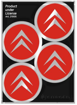 Citroen Aufkleber für Radkappen, offizielles Old, 4 Logos, 48 mm, Rot