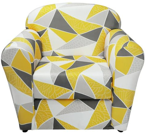 Arquiel Sesselschoner 2 StüCk, Sesselbezug Mit Elastisch Stretch Husse, Sofabezug 1 Sitzer Stuhlhussen Gedruckt Sofaschoner Mit Armlehne Weicher rutschfest(Gelb Geometrie)
