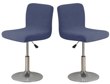 Bar Stuhlbezüge Barhocker Schonbezüge mit Rückenlehne Stretch 2/4/6 Stück, Hussen für Barhocker Waschbare, Barhockerhussen Höhe Schonbezug-Navy Blue||2PCS