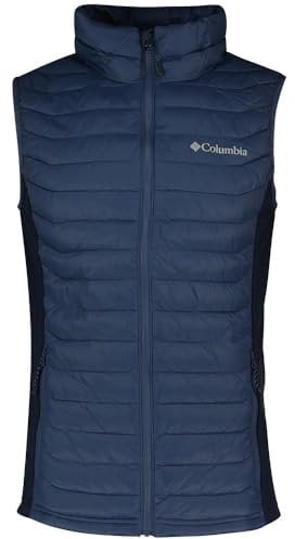 Columbia Men's Powder Pass Hybrid Vest, Puffer Vest Body Warmer, Dark Mountain/Collegiate Navy, XL
