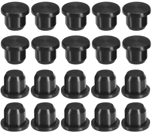 PATIKIL Silicone T-hole Stoppers 9.3mm/0.37inch, 20 Pack Soft Flexible Plug End Cover Caps Waterproof Bottle Seal Plug for Cable Gland Hole, Black