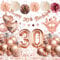 30 Geburtstag Frau, 30 Geburtstagsdeko Frauen Roségold, Luftballon 30. Geburtstag, 30 Deko Luftballons Rose Gold mit Happy Birthday Banner Pompons für Dekorationen Mehrweg