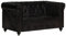 Juroupi Chesterfield-Sofa 2-Sitzer Schwarz Echtleder Schlafsessel Mit Bettfunktion Schlafsofa Klein