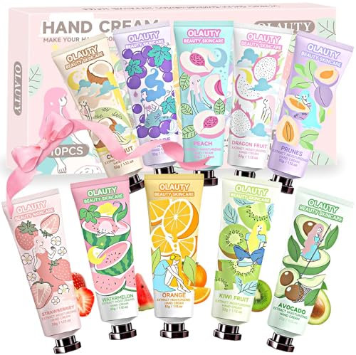 Handcreme Damen Geschenkset,10 x 30 ml,Mini Handcreme Set Feuchtigkeitsspendend Handlotion Muttertag Weihnachten Geburtstagsgeschenke Fruchtiges Aroma Hand creme
