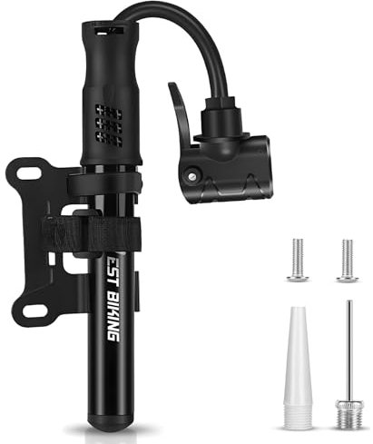 Bike Pump, Portable Mini Bike Pump Aluminum Alloy Bicycle Tire Air Pump Super Fast Tyre Inflation Compatible with Universal Presta & Schrader Valve Frame Mounted Lightweight Bike Tyre Pump