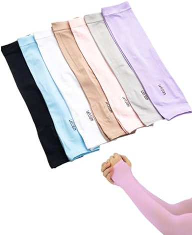 QLEUIFT 7 paia Coppia Uv Protezione Solare Braccio Maniche Cotone Lungo Braccio Guanti per Sport All'aperto Ciclismo Guida, 7 colori