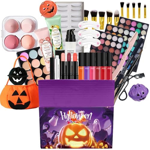 Halloween Cosmetic Set, Eyeshadow Pallet, Full Makeup Kit for Makeup Eyeshadow Pallet, All-in- Women Makeup Set, Foundation Makeup Brushes for Girls Professionals