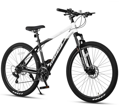 AVASTA 27.5-inch Mountain Bike for Man Male and Woman Female Adult with Lightweight Aluminum Alloy Frame and Dual Disc Brakes,Front Suspension,21-Speed Gear Shifters,Hidden Brake Cables,Color White