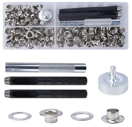 Luabue 120 Kit de Ojales Metalicoso con Herramienta Ojales Metalicos Ojales Metalicos 6mm Ojales para Lonas Tela Cuero Carpas Cinturón Manualidades Toldos Lonas Ojales Ropa (6mm)