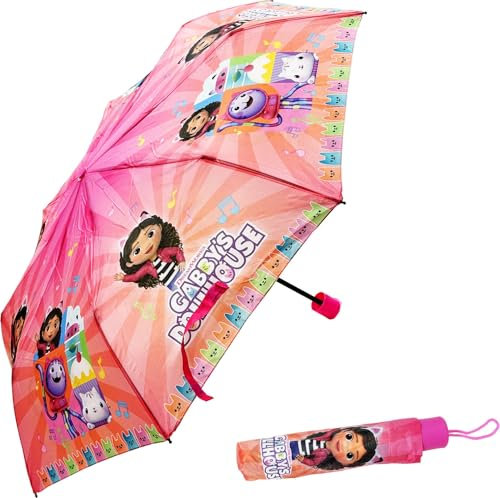 Clondo Ombrello Pieghevole per Bambini, Per La Casa delle Bambole di Gabby Fan, Diametro Aperto 80cm, Compatto e Leggero, Ideale Anche Per La Scuola, Portatile