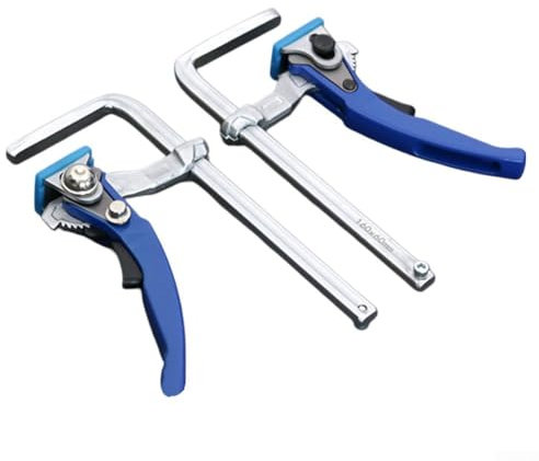 Oniissy Lever clamp 300 mm I Clamping force up, Made of hardened steel Quick, Hardened Steel Profiled Clamping Arms Locking Ratchet 2050N Clamping Force Quick Adjustment Blue(2PCS)
