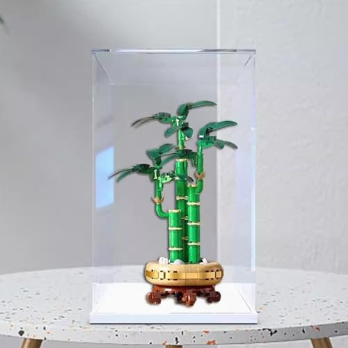 Acrylic Display Case for Lego 10344 Lucky Bamboo Model，Dustproof Box, Storage Box, Transparent Box, Display Box Compatible with Lego 10344(Only Case, No Model) (White Base)