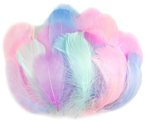 AOOTE Bunte Federn,100 Stück Bastelfedern,6~12cm,Weich Federn,Deko Federn,Flaumfedern,Feder Handwerk für DIY Ohrring,Kopfschmucksfedern,Traumfänger,Hochzeit,Ostern,Weihnachten