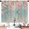 Opeoddie Küchenvorhänge, Motiv: Vögel, rosa Kirschblüten, chinesischer asiatischer Druck, Blume, kleine kurze Vorhänge, Boho, Frühling, Blumenmuster, Badezimmer, Fenstervorhang, 2 Paneele