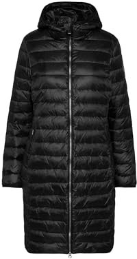 SOCCX Damen Leichter Steppmantel mit Kapuze Black L