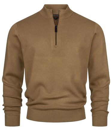 Indicode Herren INLukas Strickpullover Sweater Cardigan mit Stehkragen | Klassischer Freizeitpullover für Büro und Alltag, Herrenpullover, Strickpullover, Feinstrickpullover, Pullover für Männer