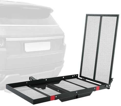 ERSINIAN Lastenträger für die Anhängerkupplung, Lastenträger aus Eisen mit klappbarer Rampe, passend für 5 cm/2 Zoll Anhängerkupplung, Tragfähigkeit 226 kg/500 lbs