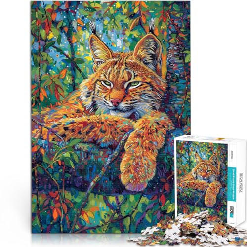 1000-teiliges Puzzle für Erwachsene, Luchs und Baum, Lernspiel, Herausforderungsspielzeug, Stressabbau, schwierige Herausforderung,38x52cm,