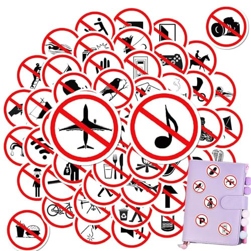 Verbot Aufkleber, Verbotszeichenaufkleber,50x wasserdichte Warnaufkleber - Klebstoff -lebendiges Label, Sicherheitskunsthandwerk Multisalface Decal für Scrapbooking -Kalenderjournale