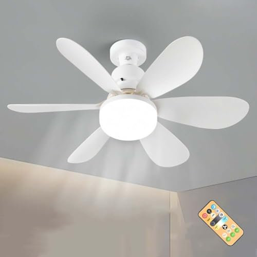 AoLa E27 Deckenventilator mit Beleuchtung und Fernbedienung, Dimmbar 40W LED Deckenleuchte mit 3 Geschwindigkeiten Leiser Ventilator Lampe mit Timer für Schlafzimmer Kinderzimmer Wohnzimmer