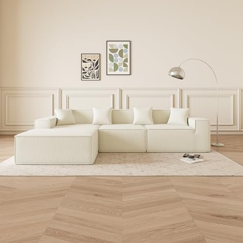 Galyar Sofá Cube Modular Espuma Comprimida al vacío envío en Caja Sin Montaje (Pana Beig, Sofá 3 Piezas + Puff)