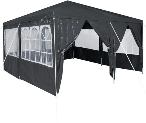 vidaXL Partyzelt mit 8 Seitenwänden in Anthrazit für Outdoor-Events, 400 x 400 cm. Robustes Pop-Up-Zelt mit viel Platz. Wetterbeständiges Design, perfekt für Treffen, Buffets und Familienfeiern.
