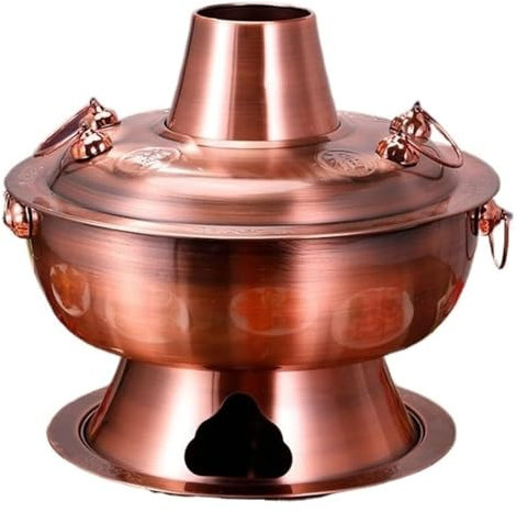 Charcoal Hot Pot, Chinese Copper Hot Pot, Chinese Charcoal Hotpot Stainless Steel Charcoal Hot Pot Traditional Charcoal Pot Copper Hot Pot(34cm)