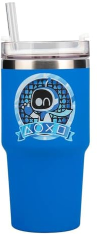 Paladone Astro Bot Gamer Cup 600ml (20oz) Insulated Travel Cup with Multi-Way Lid & Soft-Touch Finish, Keeps Drinks Hot or Cold, Reusable Water Bottle for Gamers & Travel