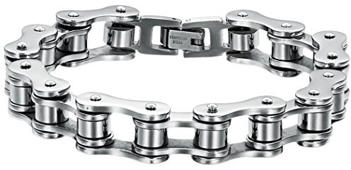 Men Stainless Steel Bicycle Chain Bracelet Birthday Gift Bold and Chunky Stainless Steel Men's Bike Chain Bracelet - Bicycle Link Wristband for Man