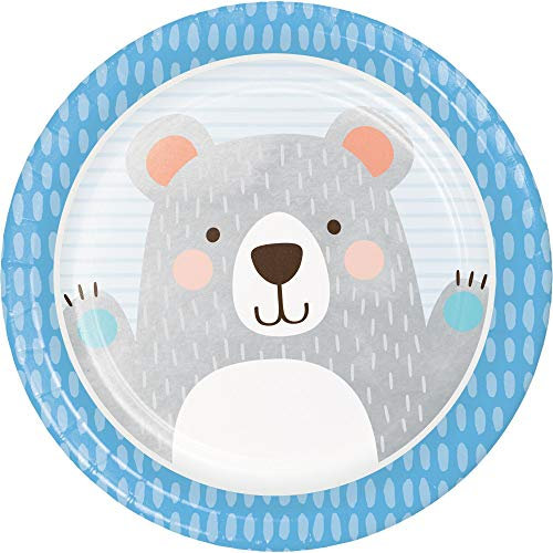 Creative Party Lot de 8 assiettes en papier Motif ours Bleu