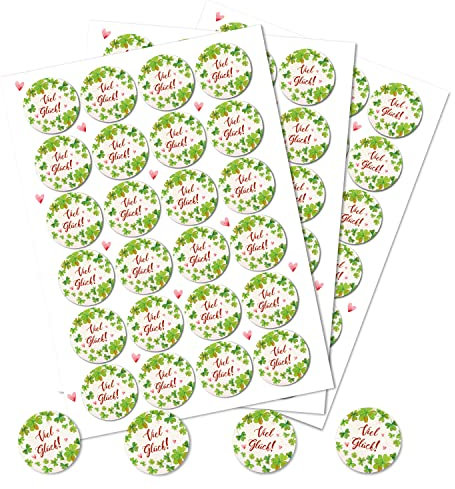 Logbuch-Verlag 72 Geschenkaufkleber Viel Glück Sticker rund Ø 4 cm grün weiß - Glücksbringer Geschenk Verzierung Deko Silvester