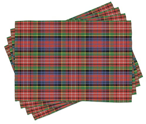 ABAKUHAUS Plaid Platzmatten, Caledonia schottischen Stil, Waschbare Stoff Esszimmer Küche Tischdekorations Digitaldruck, Mehrfarbig