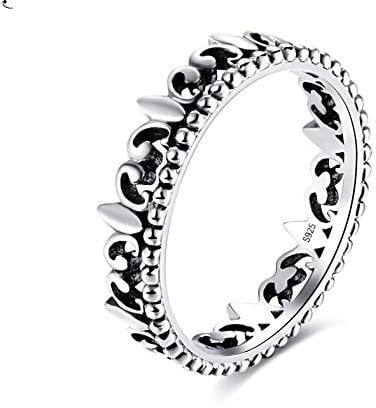 Kronenringe 925 Sterling Silber Damen Vintage Ring Tiara King Crown, 8