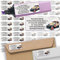 Adress-Etiketten - Adress-Aufkleber Sticker Namensaufkleber mit Ihrem Wunschtext 57x 23mm, für 1 bis 5 Zeilen Text - 45 Stück 45 Hintergründe zur Auswahl (45 Oldtimer Auto)