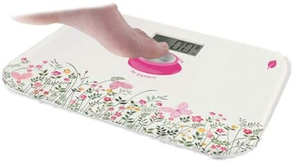 LITTLE BALANCE 8328 Kinetic Floral - Pèse-personne sans pile - Ecologique grâce son bouton Little Balance - 180 kg / 100 g
