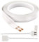 FROGBRO Cables de altavoz superplanos blancos, autoadhesivos, cables de altavoz de bajo perfil, 2 conductores de cobre puro, cable de audio DIY, 23 AWG, 1,6 cm de ancho x 7,6 m de largo