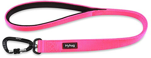 Lightweight Aluminum Alloy Hook Buckle, High-grade Upgraded Traffic Durable Nylon 24 inch Short Leash, with soft Neoprene Lining Handle, Professional Training (24 Inch Long, Hot Pink)