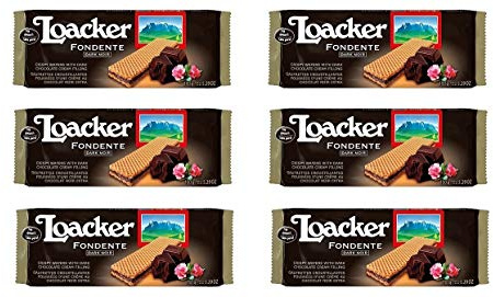 6x Loacker Wafer Fondente Dark Noir knusprige waffeln mit zartbitter schokoladencreme 150g