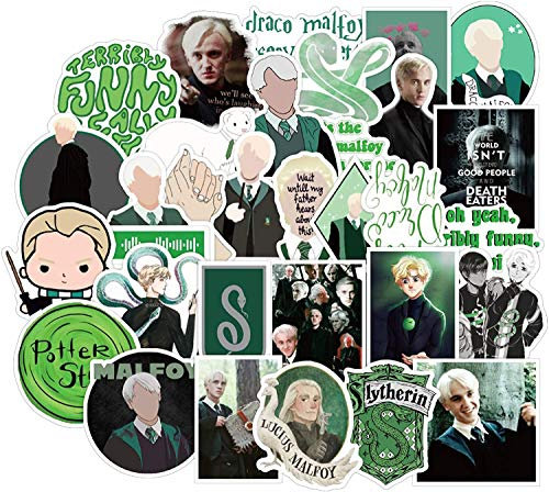 Lanseede 50PCS Wizard Stickers Draco Malfoy Stickers Decals Laptop Waterproof Vinyl Stickers Water Bottle Skateboard Stickers for Kids Teens Adults(Malfoy50)…