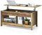 COSTWAY Couchtisch höhenverstellbar, Sofatisch Beistelltisch mit Ablagefach, Sofatisch aus Holz, Kaffeetisch Teetisch für Wohnzimmer Balkon Flur (Natur)