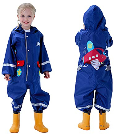 Keyck Imperméable Enfant Combinaison de Pluie Garçon Léger 1-2 Ans, Bleu