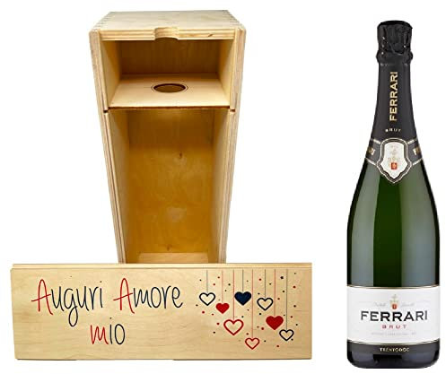 Cassetta Champagne Personalizzabile con le tue Foto e Frasi + Bottiglia, Ideale per le feste (Ferrari, 6 Litri Mathusalem)