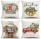 OCEUMACO Leinen Kissenbezug 40x40 Weihnachten Kissenhülle 4er Set Quadrat Sofakissen Dekokissen Bezug für Couch Weihnachtsdeko Landhausstil Kissen Kissenbezüge Outdoor Deko Zierkissen Couchkissen