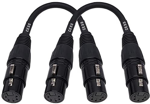 CNCESS XLR 5-Pin Female to Female Patch Cable, Short Microphone Gender Changer Lead, 2 Pack